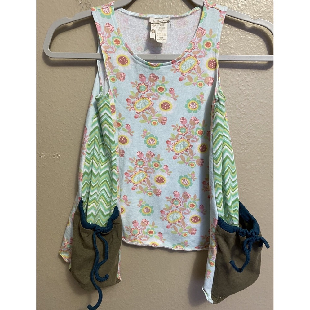 Matilda Jane Tunic Top Caught In A Breeze Sleeveless Size 8 Floral Blue Green